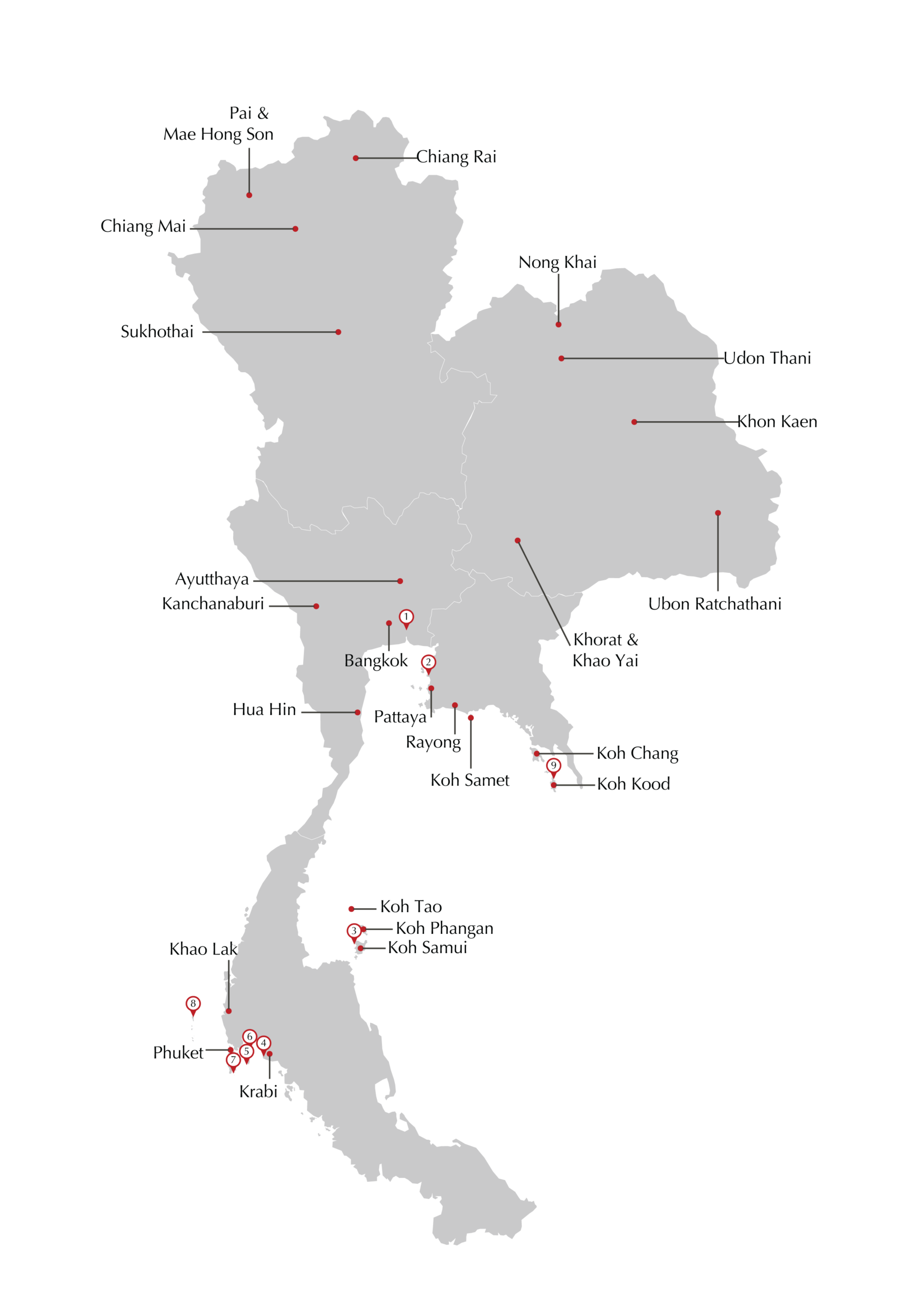 Thailand Cruise map